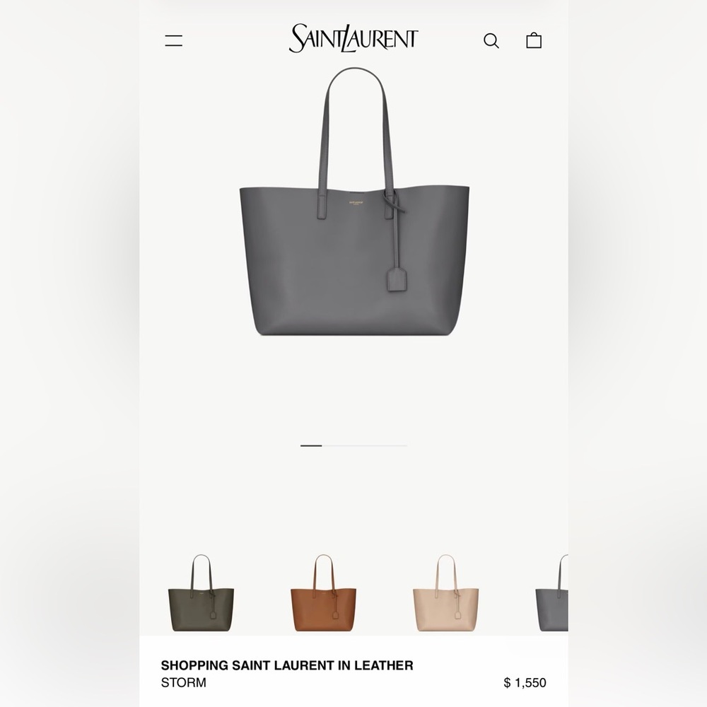 Saint Laurent Charcoal Leather Tote